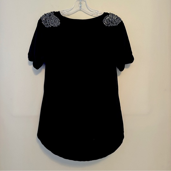 Marfinno Black Embellished Metallic Butterfly Bling Tee Size L - Picture 2 of 7